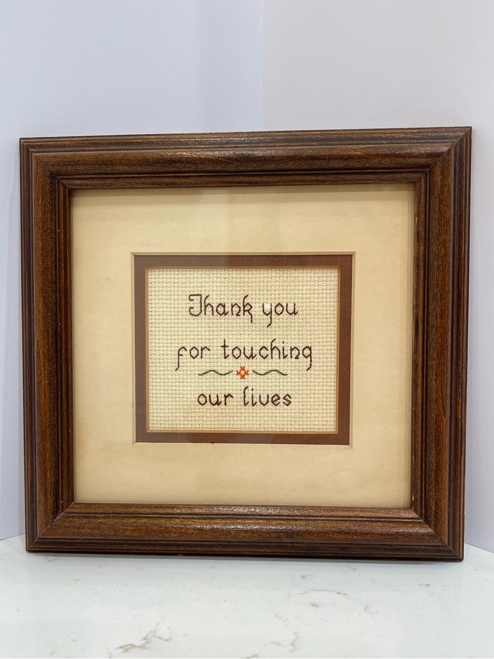 Framed “Thank You for Touching Our Lives” Cross Stitch Wall Art